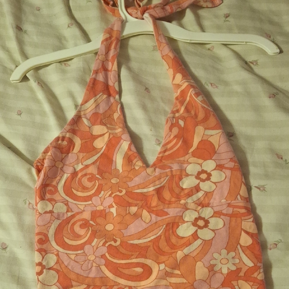 Hollister Orange Floral Tank Top